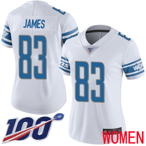 Detroit Lions Limited White Women Jesse James Road Jersey NFL Football #83 100th Season Vapor Untouchable